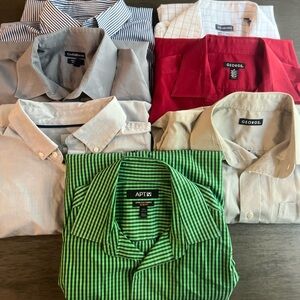 Lot of 7 Men's Shirts Long Sleeve Button Down Dress Shirts Size Medium 15.5